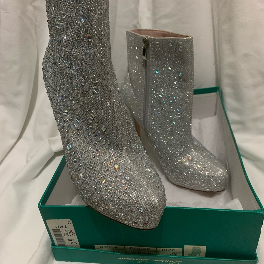 Simmer Silver Sparkle Ankle boots - high heel platform never worn